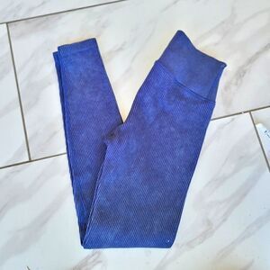 Aerie Offline washed Out Blue Ribbed Leggings